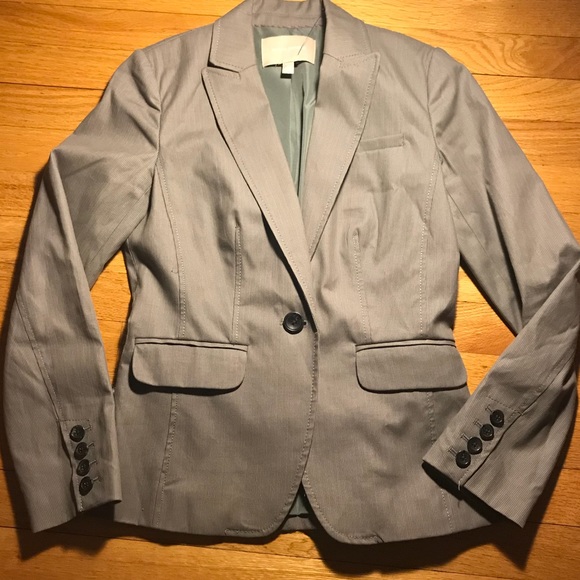 Banana Republic gray striped blazer Petite- Sz 0P - Picture 1 of 8